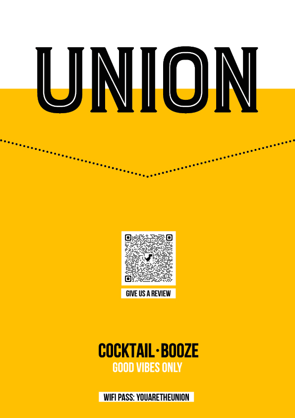 The union bar drinks menu